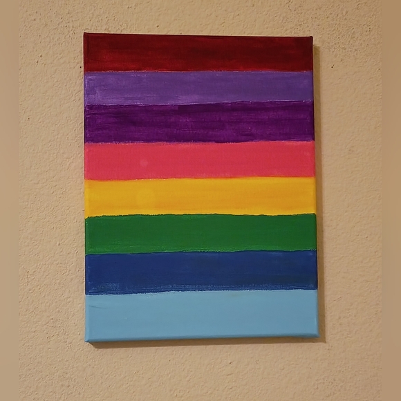 Vivid Stripes Art Acrylic Painting On Canvas Home Decor Room Decor Gift 9x12" - Picture 1 of 3